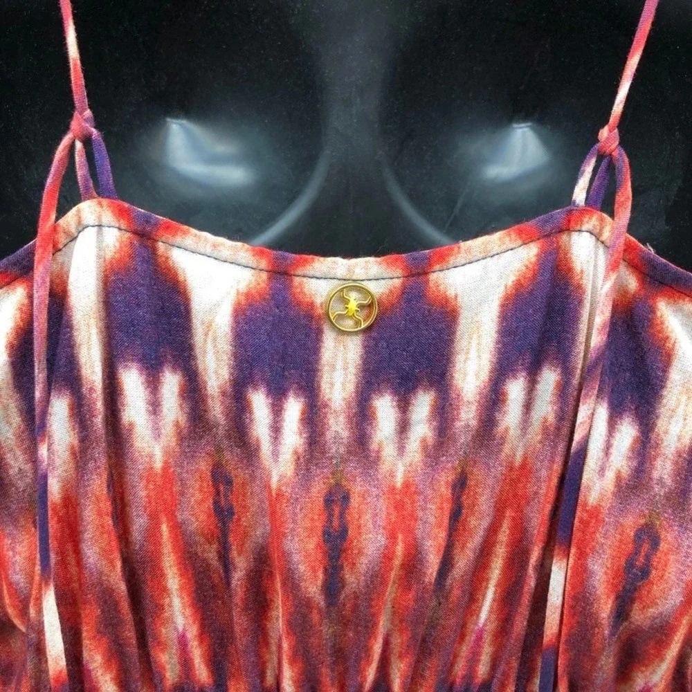 ViX Paula Hermanny Maxi Dress Womens Small Red‎ Purple Ikat Abstract Resort